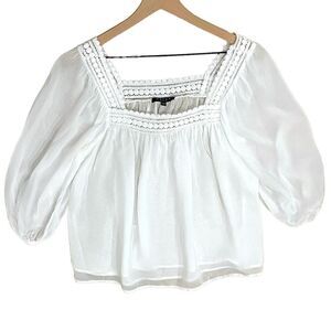 Maven West Square Neck Peasant Blouse Top Size Small